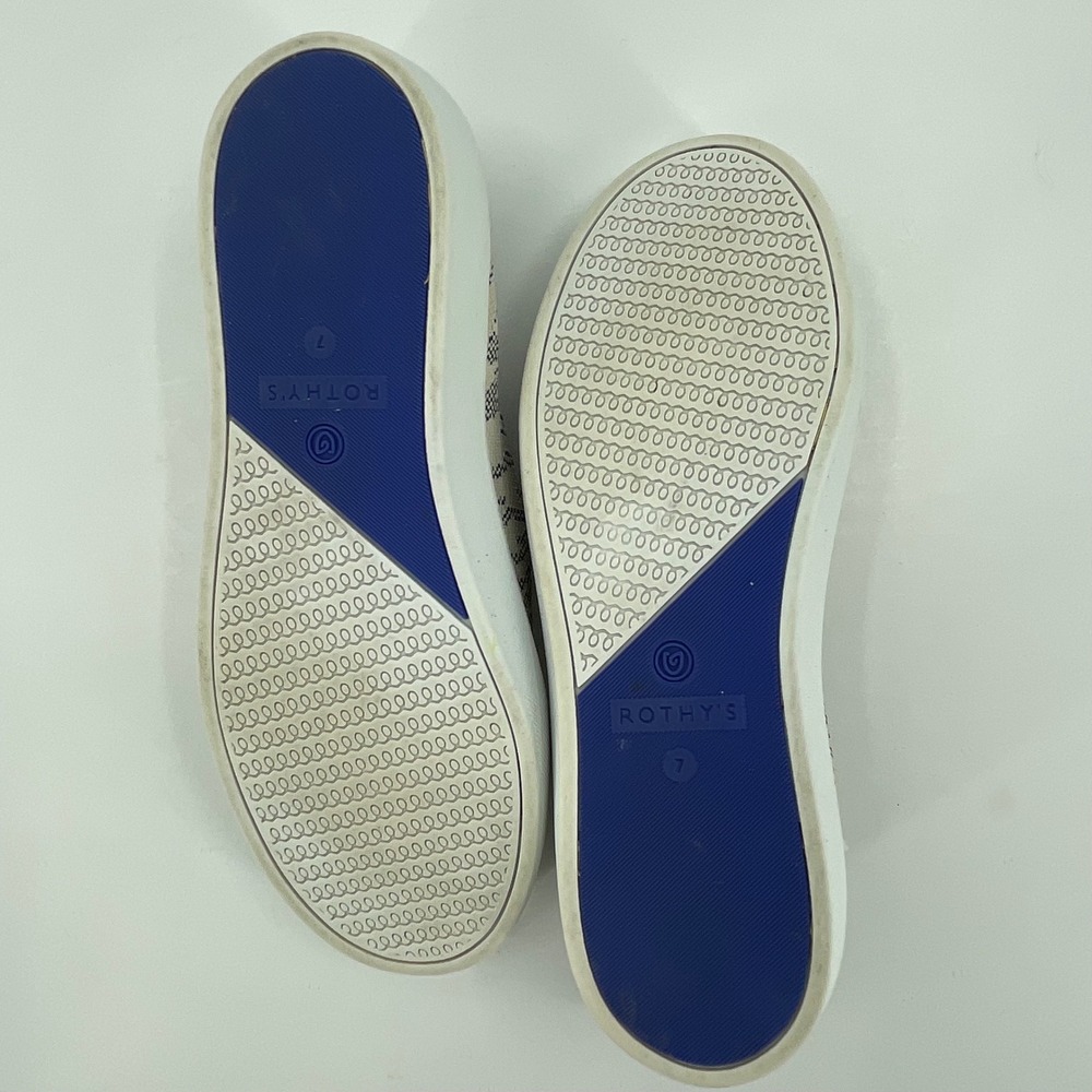 Rothys Women's The Sneaker Sz. 7 Shoes Navy Cream Maritime Tiger Stripe Comfort - Picture 9 of 12